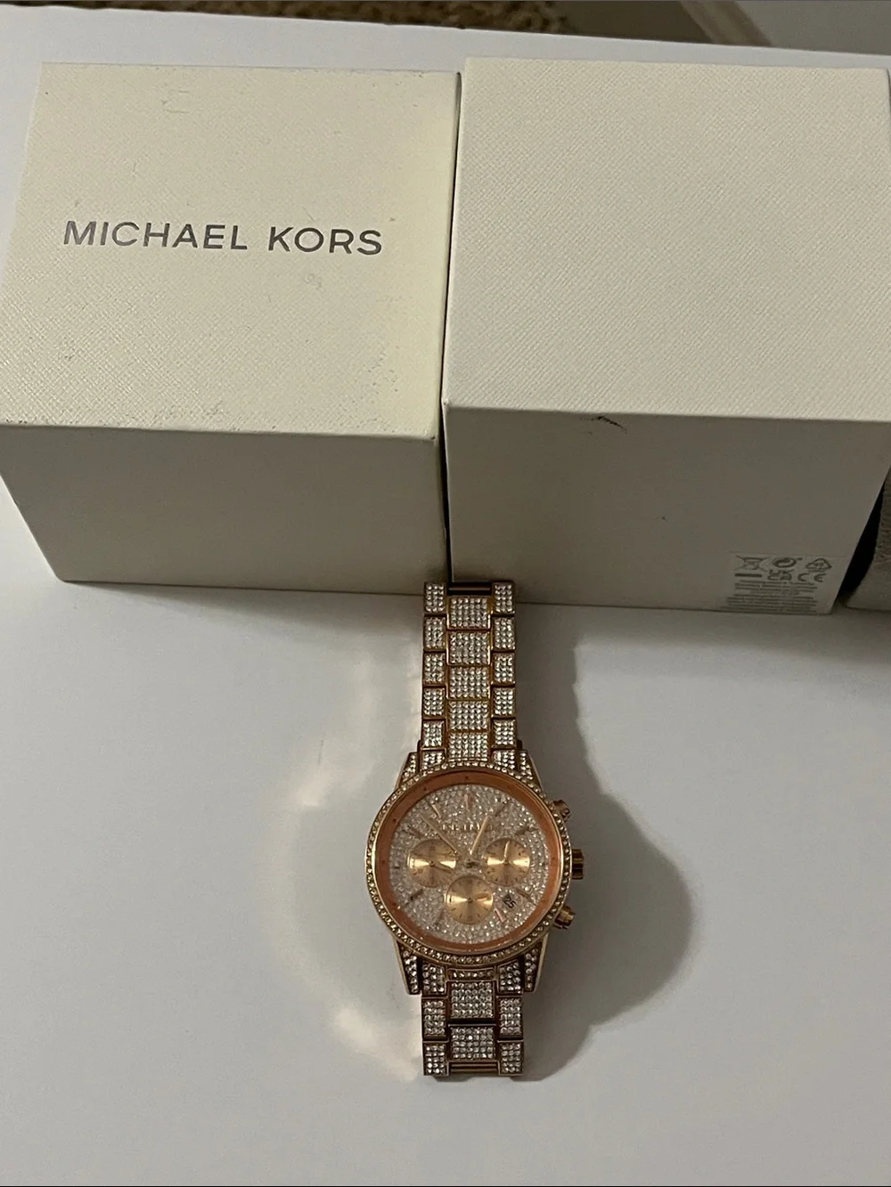 Michael Kors Rose Gold Crystal-Embellished Bracelet Watch